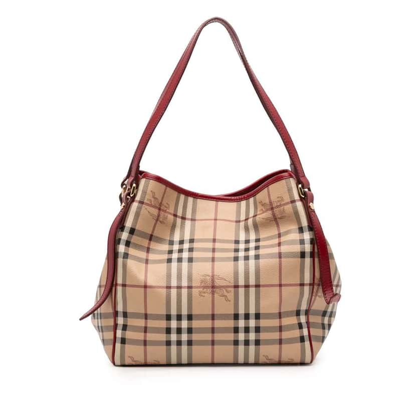 Burberry Small Haymarket Check Coated Canvas Canterbury Tote Brown Canvas Good condition - Front View