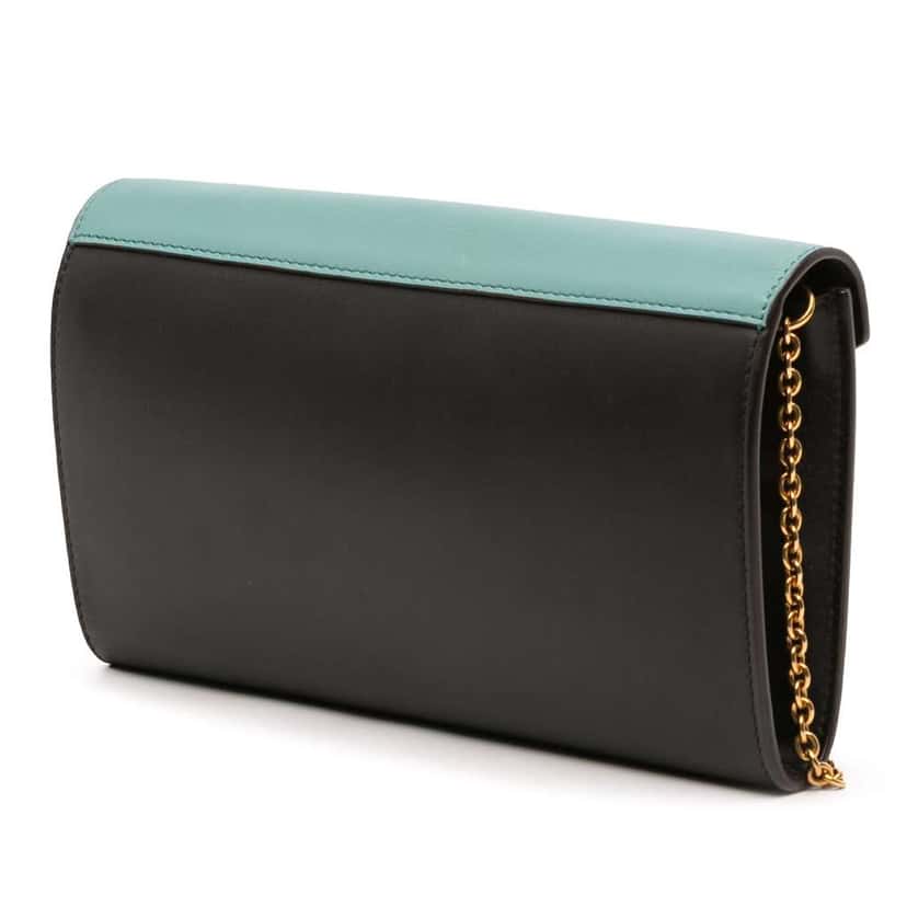 Celine Tricolor Leather Pocket Envelope Wallet On Chain Black Leather Good condition - Back View