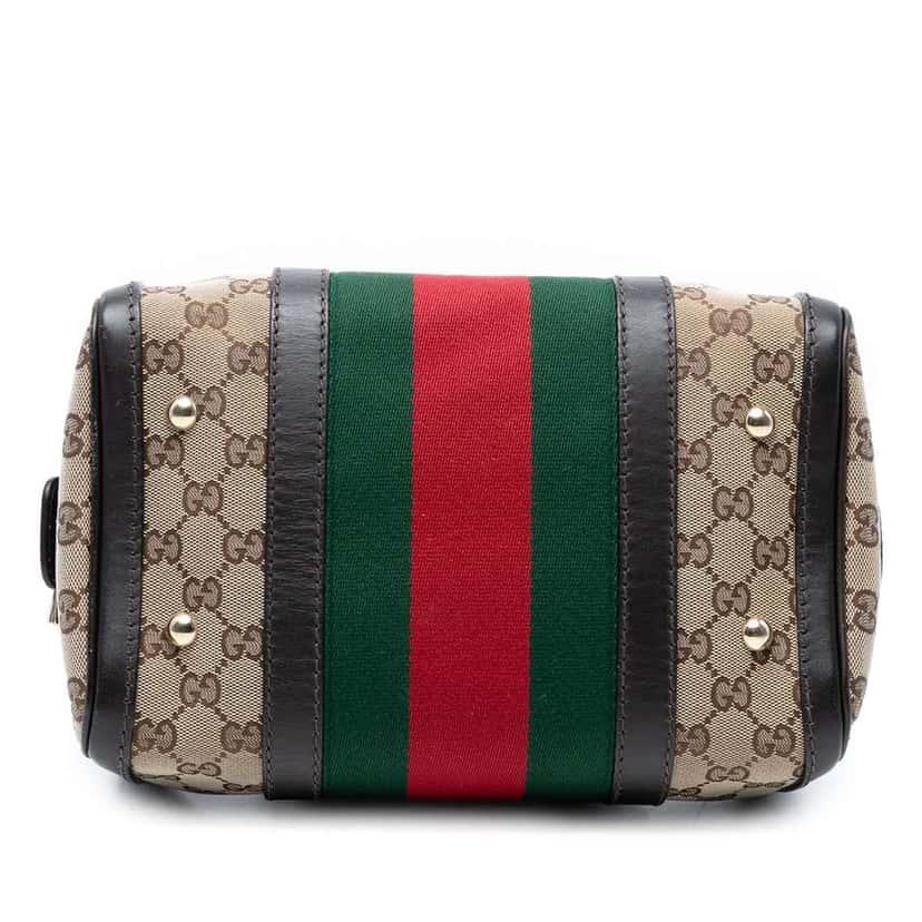 Gucci Small GG Canvas Web Joy Boston Bag Brown Canvas Good condition - Inside View