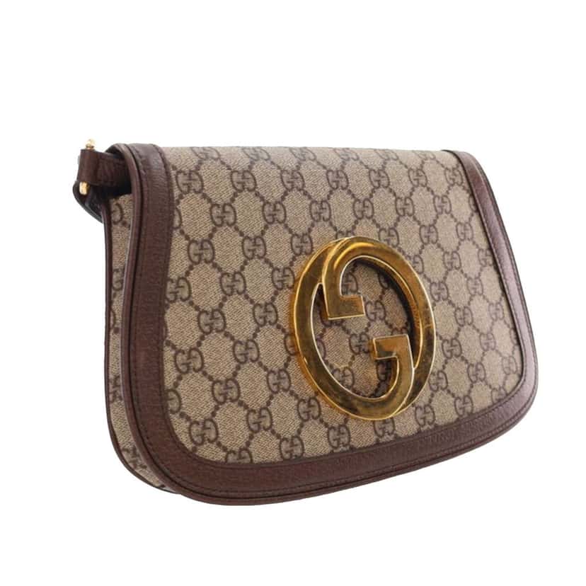 Gucci Small GG Supreme Blondie Chain Satchel Brown Canvas Good condition - Back View