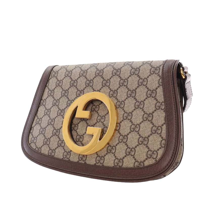 Gucci Small GG Supreme Blondie Chain Satchel Brown Canvas Good condition - Inside View