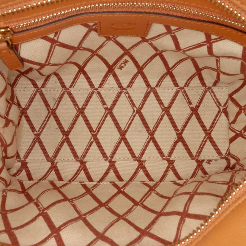 Mcm Mini Visetos Coated Canvas Toni Top Zip Shopper Tote Brown Canvas Good condition - Model View