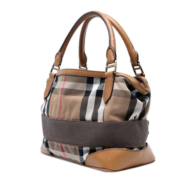 Burberry House Check Canvas Brecon Satchel Brown Canvas Good condition - Back View