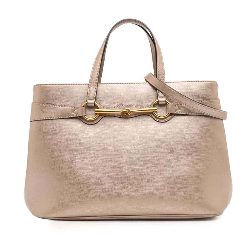 Gucci Leather Bright Bit Satchel Gold Leather Good condition - Front View