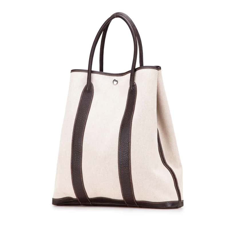 Hermès Toile and Buffalo Leather Garden File 37 Brown Canvas Very good condition - Back View