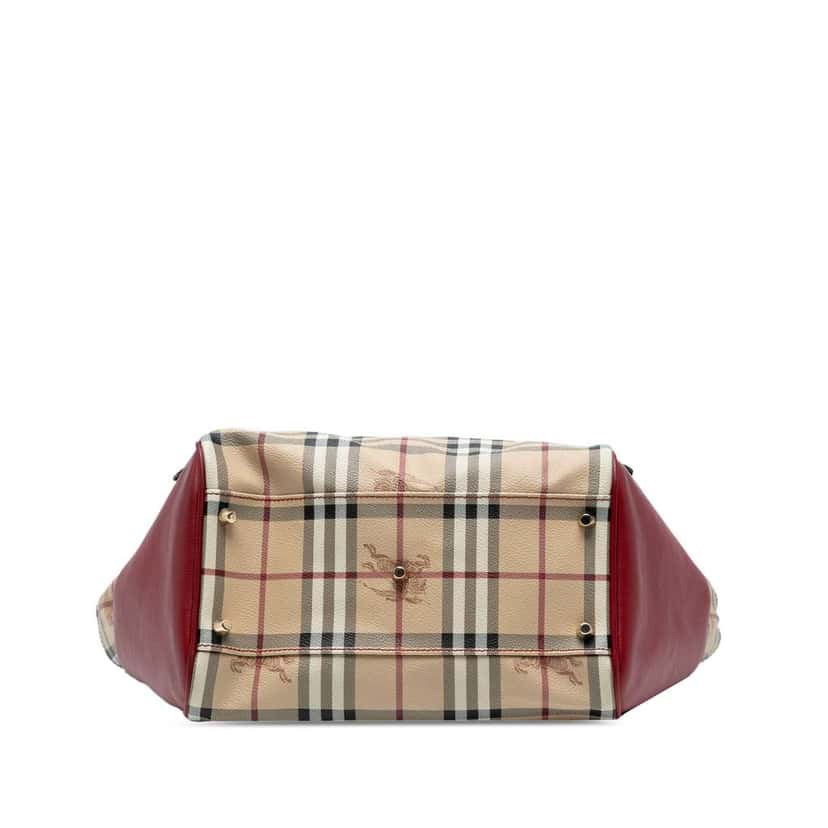 Burberry Small Leather Trimmed Haymarket Check Coated Canvas Canterbury Tote Brown Canvas Good condition - Inside View