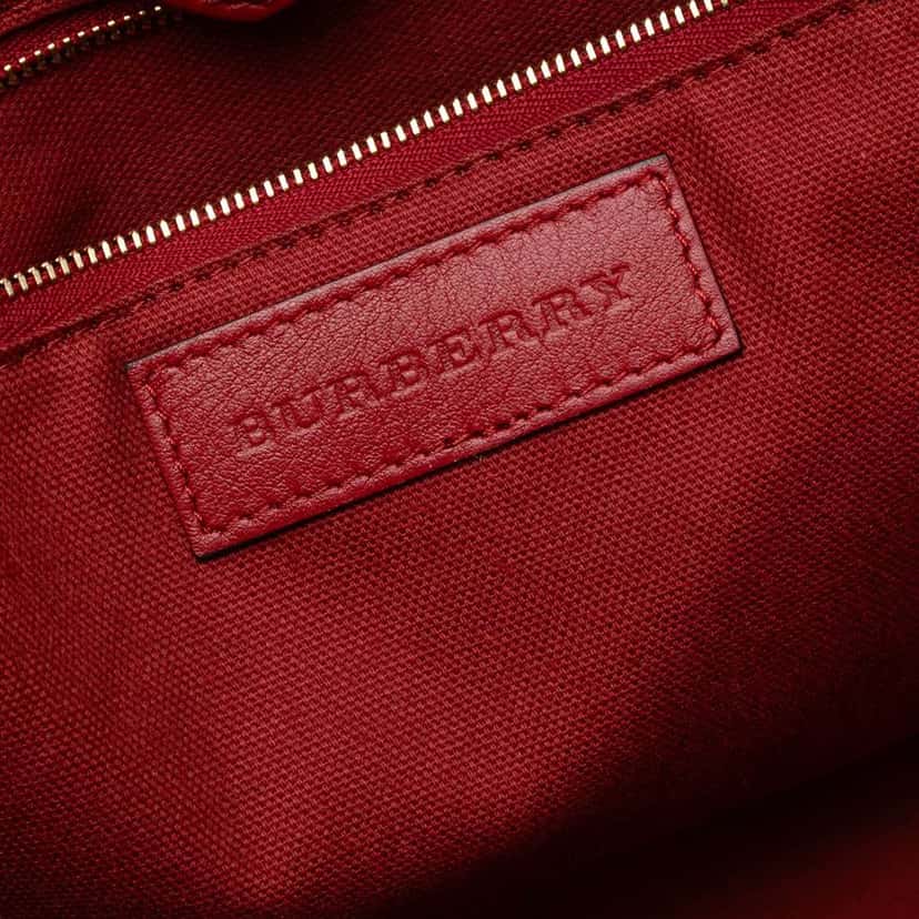 Burberry Small Leather Trimmed Haymarket Check Coated Canvas Canterbury Tote Brown Canvas Good condition - Box View