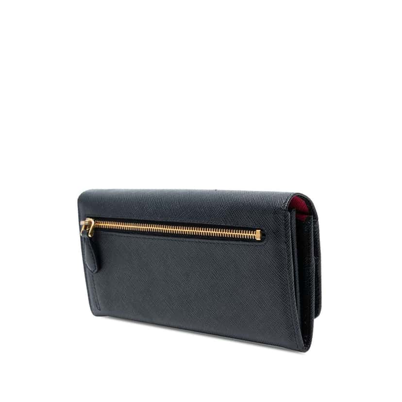 Prada Large Saffiano Wallet Black Leather Good condition - Back View
