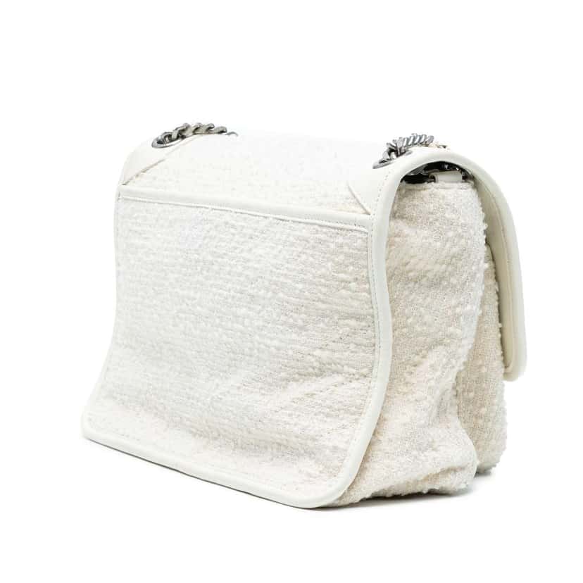Saint Laurent Medium Tweed Niki Shoulder Bag White Tweed Good condition - Back View