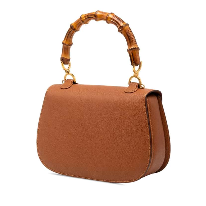 Gucci Grained Calfskin Bamboo Night Brown Leather Good condition - Back View