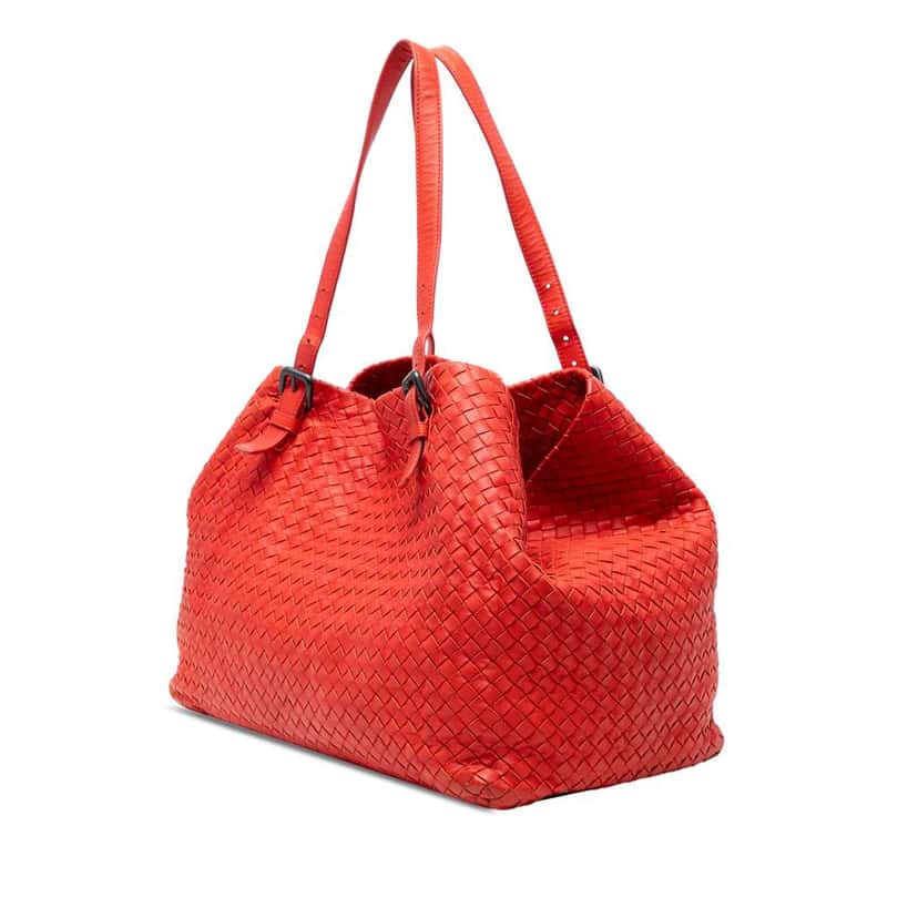 Bottega Veneta Large Nappa Intrecciato Cesta Tote Red Leather Good condition - Back View