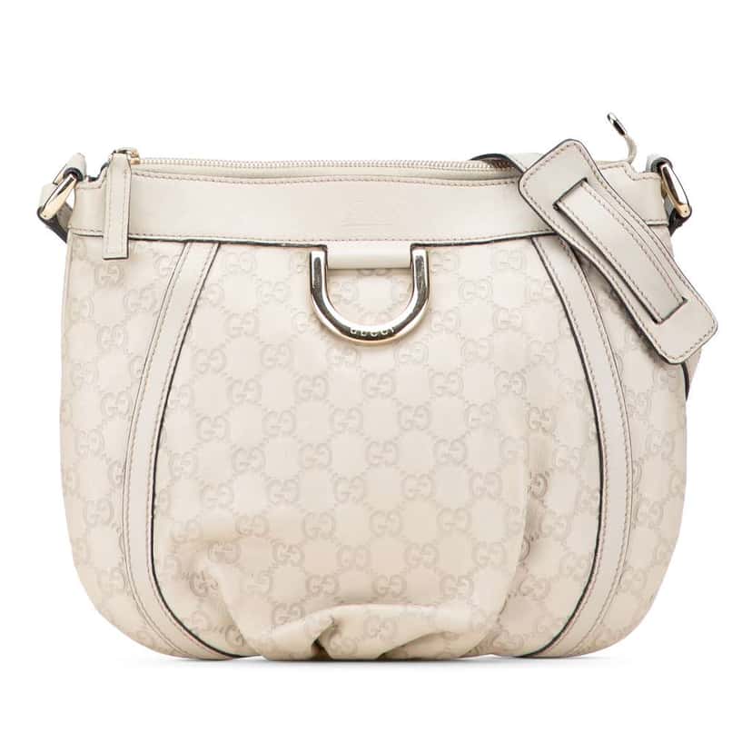 Gucci Guccissima Abbey D Ring Crossbody White Leather Good condition - Front View