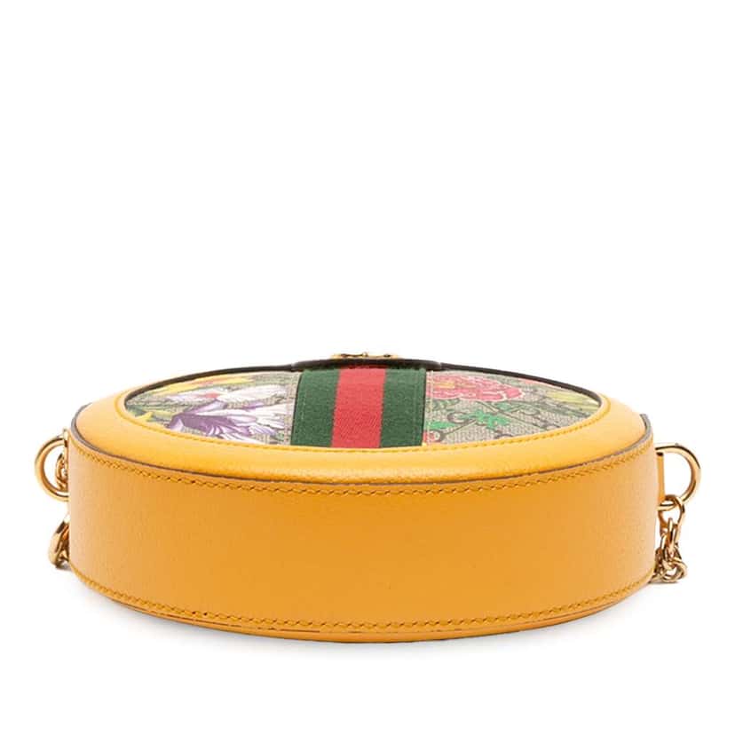 Gucci Mini GG Supreme Flora Ophidia Round Crossbody Brown Canvas Good condition - Inside View