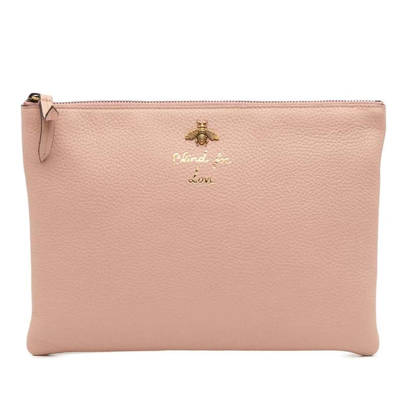 Gucci Leather Blind For Love Clutch Pink Leather Good condition - Front View