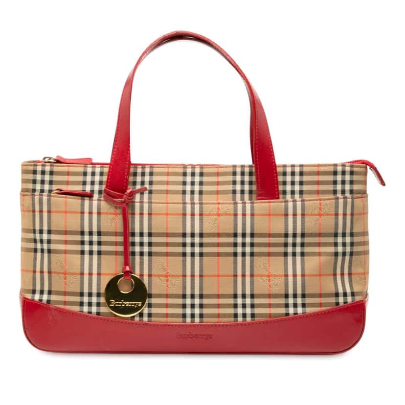 Burberry Haymarket Check Canvas Handbag Brown Canvas Good condition - Front View