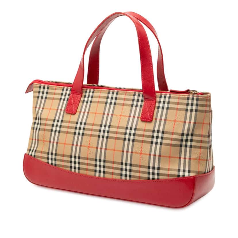 Burberry Haymarket Check Canvas Handbag Brown Canvas Good condition - Back View