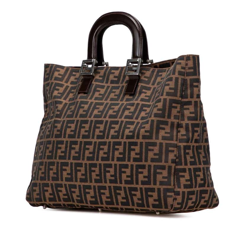 Fendi Large Zucca Canvas Twins Tote Brown Canvas Good condition - Back View
