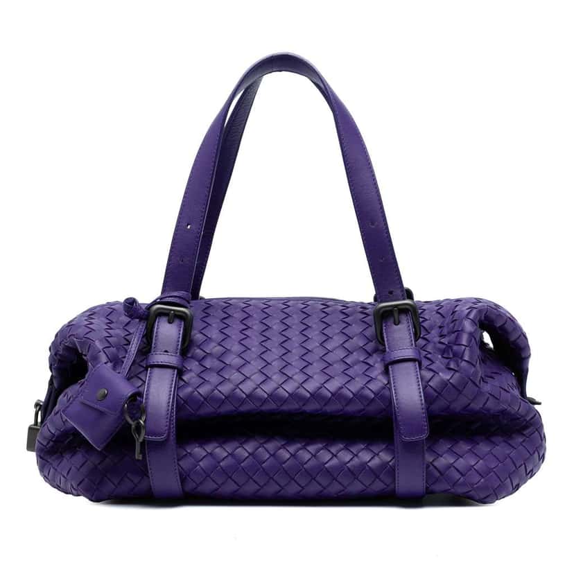Bottega Veneta Nappa Intrecciato Montaigne Shoulder Bag Purple Leather Good condition - Front View