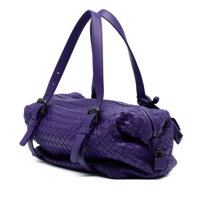 Bottega Veneta Nappa Intrecciato Montaigne Shoulder Bag Purple Leather Good condition - Back View