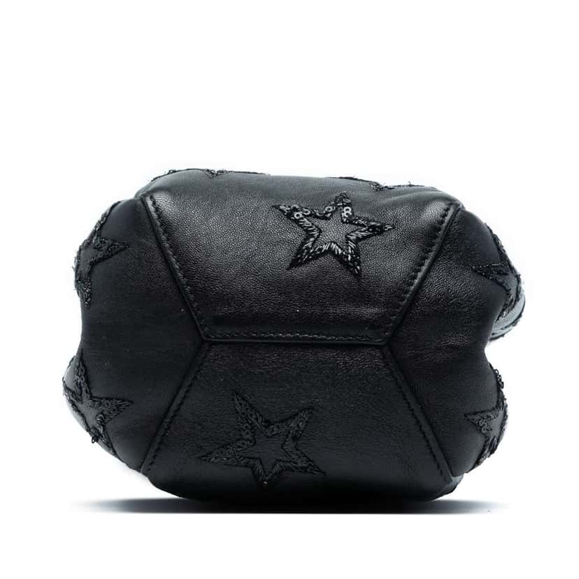 Saint Laurent Mini Leather Embroidered Star Tassel Bucket Bag Black Leather Good condition - Inside View
