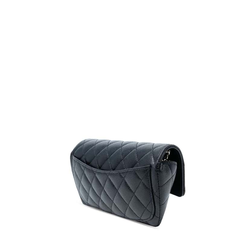 Chanel Caviar Sunglasses Case on Chain Black Leather Good condition - Back View
