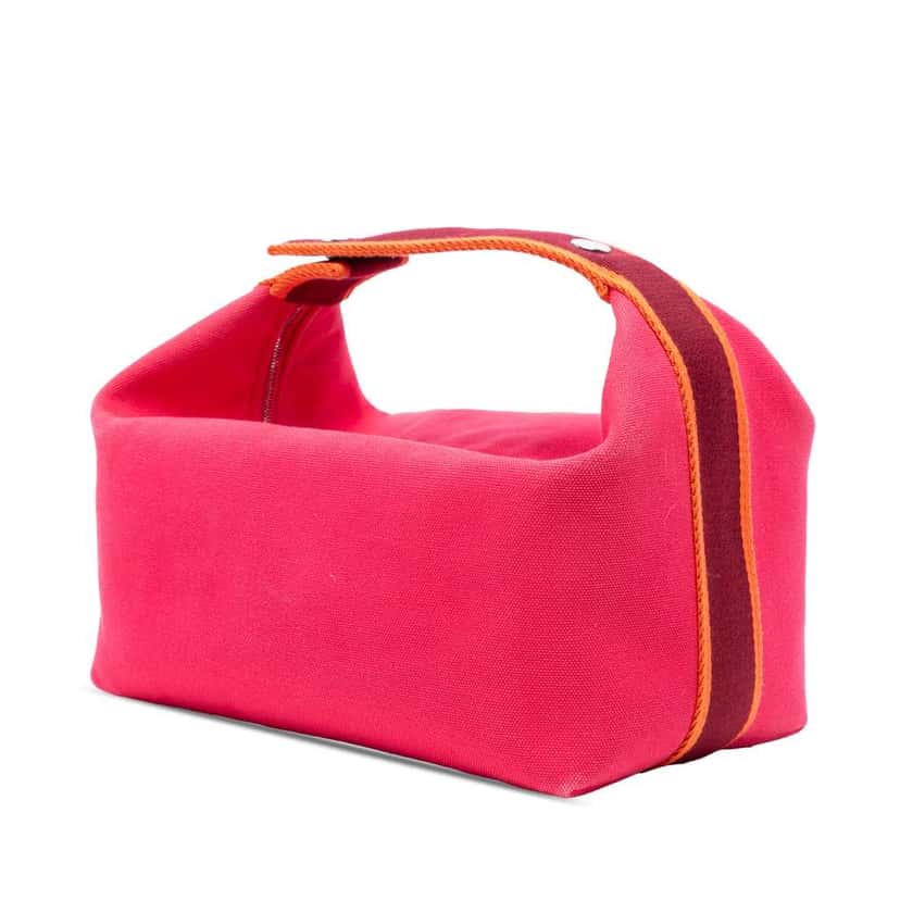 Hermès Large Canvas Bride A Brac Case Pink Canvas Good condition - Back View
