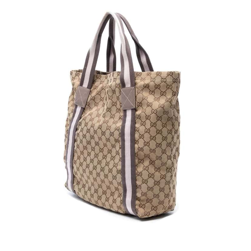 Gucci GG Canvas Web Tote Brown Canvas Good condition - Back View