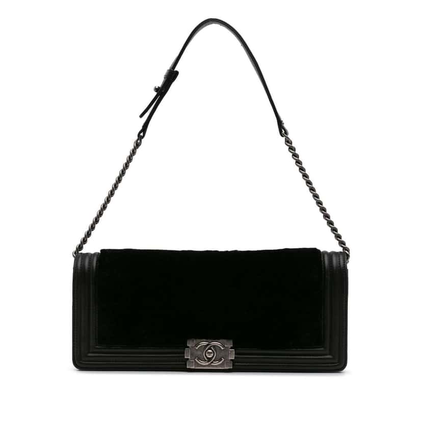 Chanel Shearling East West Boy Flap Black Good condition - Front View