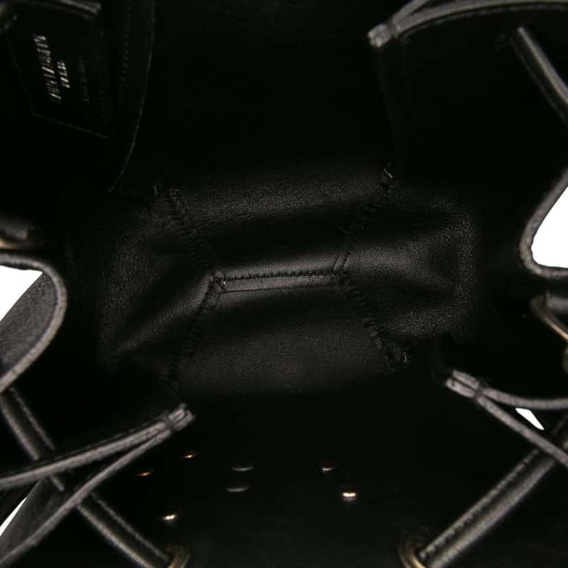 Saint Laurent Mini Leather Monogram Embellished Bourse Bucket Bag Black Leather Good condition - Model View