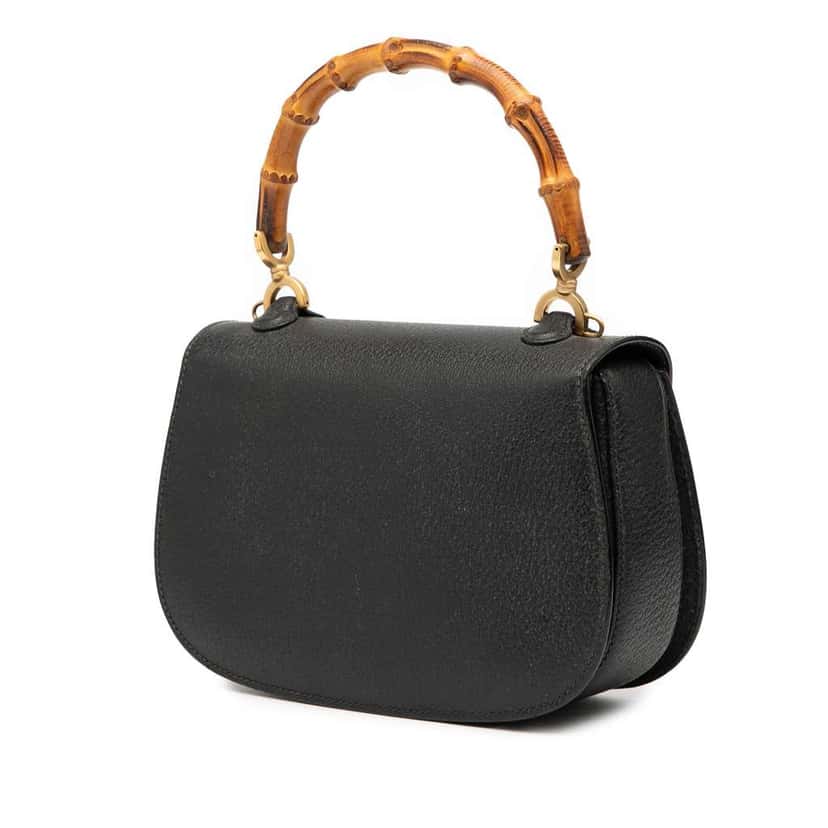 Gucci Grained Calfskin Bamboo Night Black Leather Fair condition - Back View