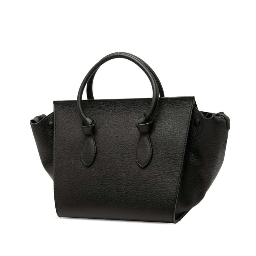 Celine Medium Grained Calfskin Tie Knot Tote Black Leather Good condition - Back View