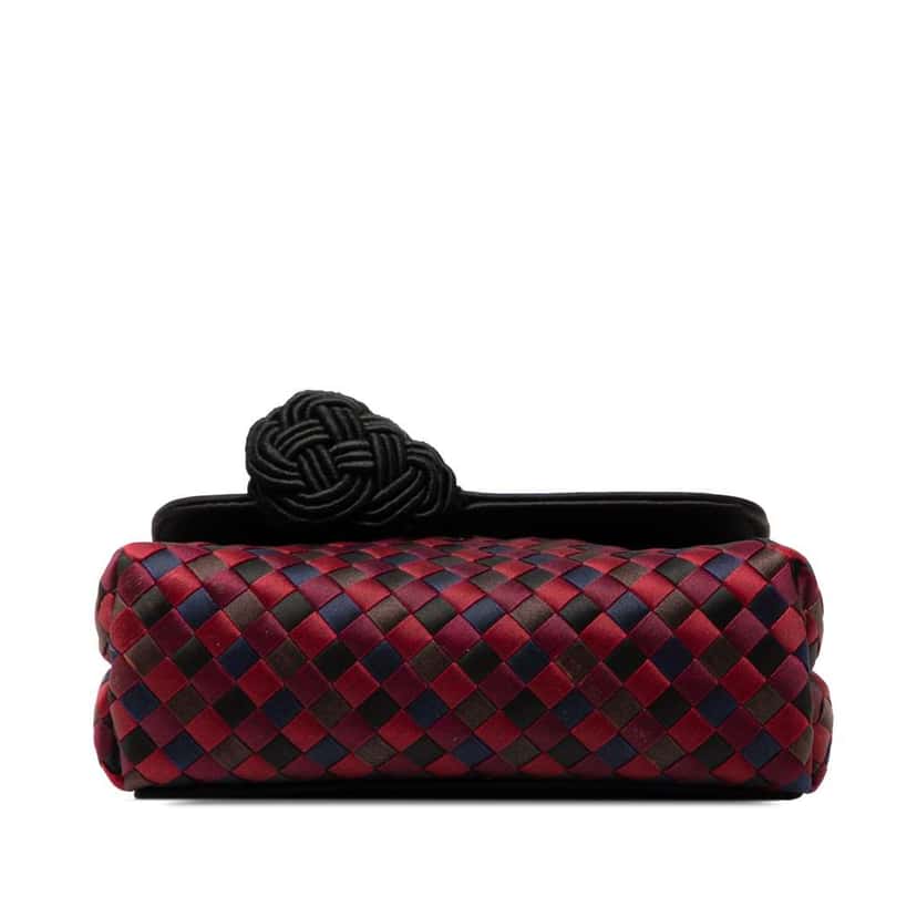 Bottega Veneta Satin Intrecciato Flap Crossbody Red Satin Good condition - Inside View