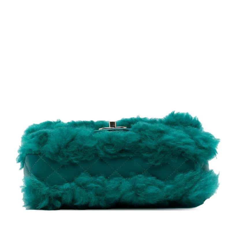 Chanel Small CC Shearling Single Flap Green Good condition - Inside View