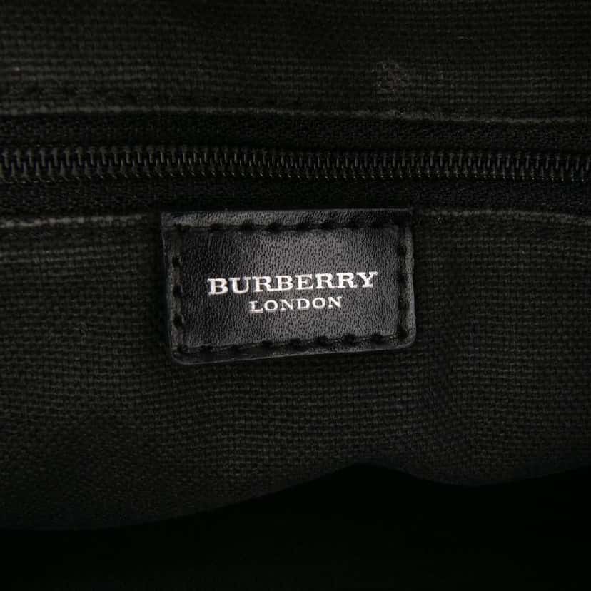 Burberry House Check Suede Shoulder Bag Brown Leather Good condition - Box View