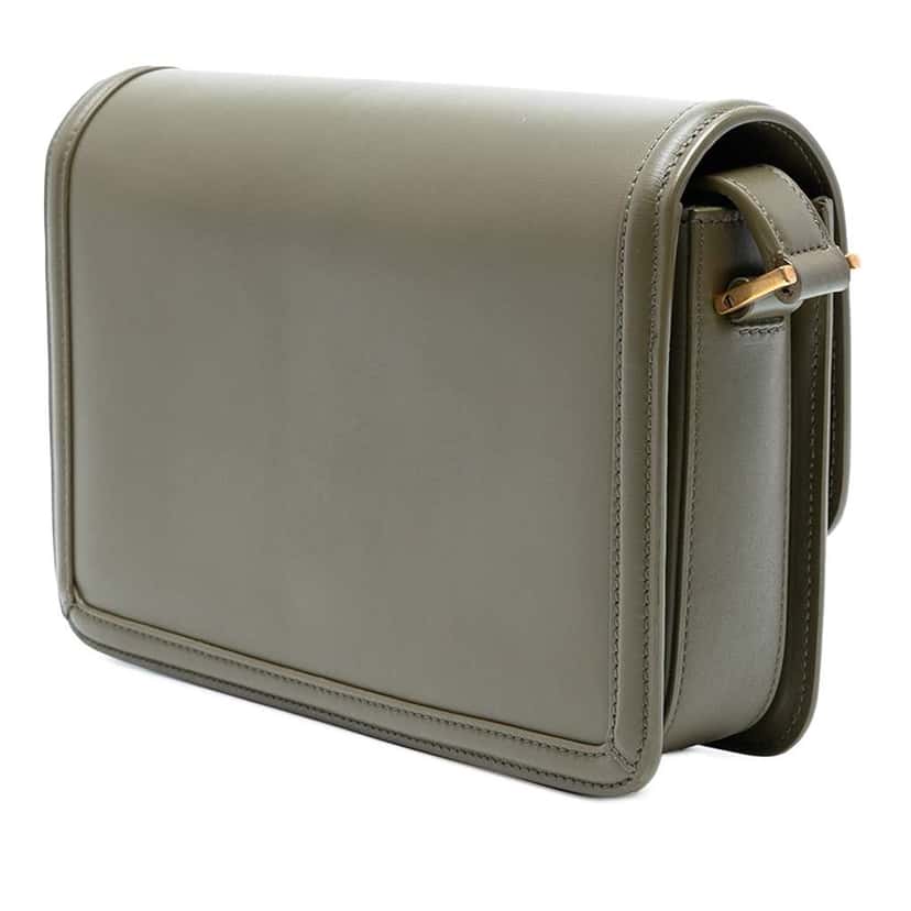 Saint Laurent Medium Leather Solferino Satchel In Box Green Leather Good condition - Back View