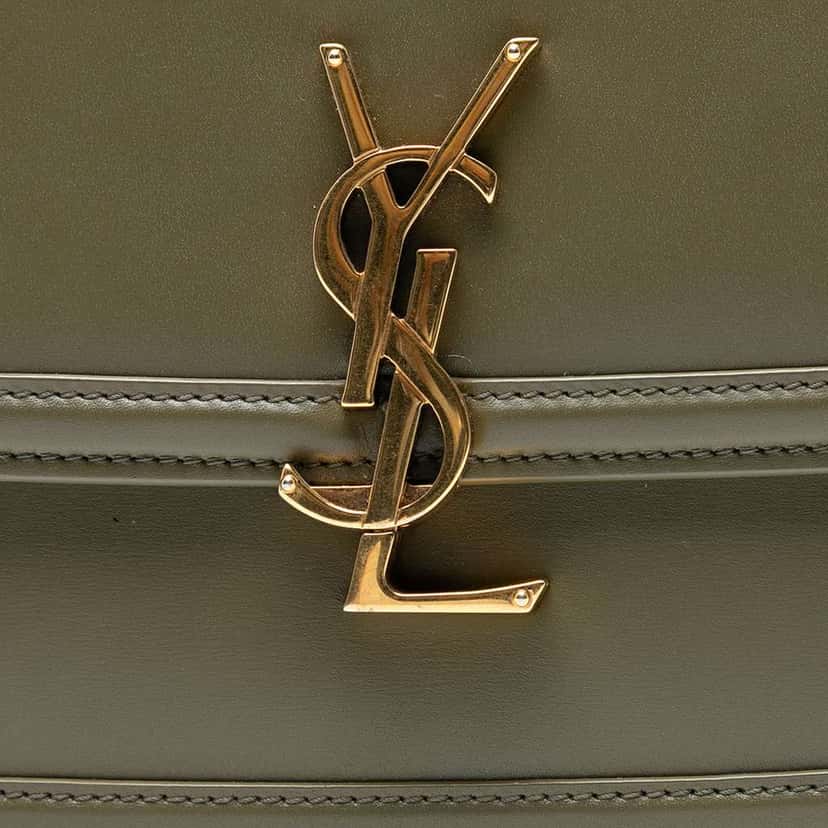Saint Laurent Medium Leather Solferino Satchel In Box Green Leather Good condition - Box View