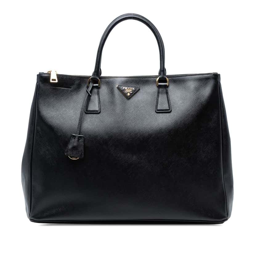 Prada Extra Large Saffiano Lux Galleria Double Zip Tote Black Leather Good condition - Front View