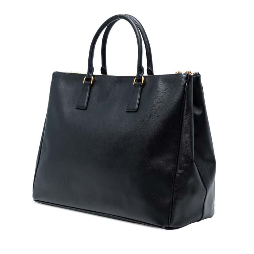 Prada Extra Large Saffiano Lux Galleria Double Zip Tote Black Leather Good condition - Back View