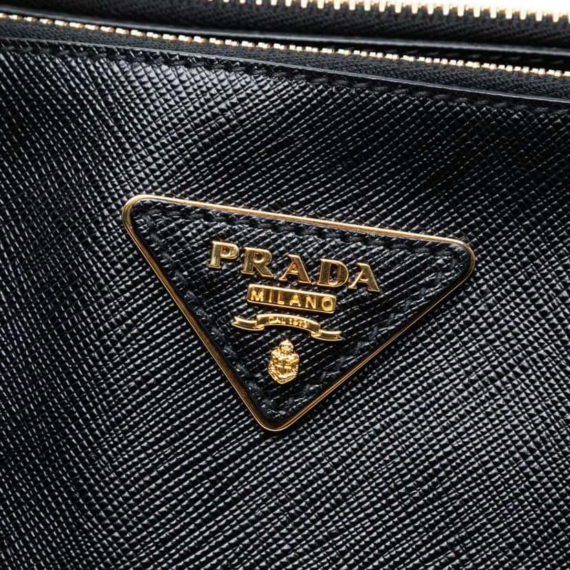Prada Extra Large Saffiano Lux Galleria Double Zip Tote Black Leather Good condition - Box View