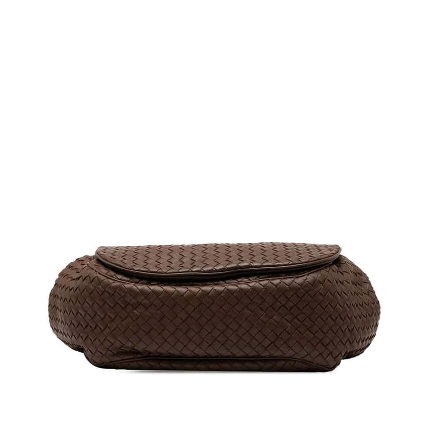 Bottega Veneta Nappa Intrecciato Flap Crossbody Brown Leather Good condition - Inside View