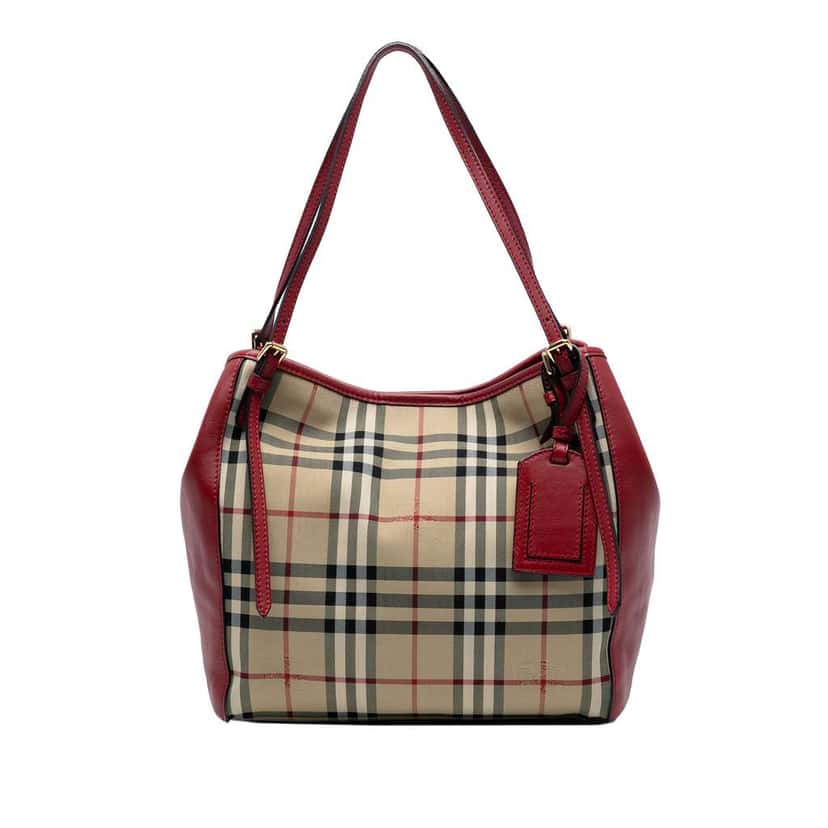 Burberry Small Haymarket Check Canvas and Leather Canterbury Tote Brown Canvas Very good condition - Front View