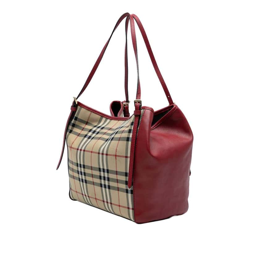 Burberry Small Haymarket Check Canvas and Leather Canterbury Tote Brown Canvas Very good condition - Back View