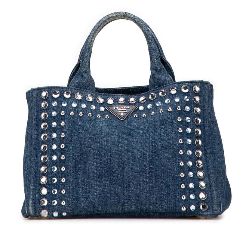 Prada Small Denim Canapa Bijoux Satchel Blue Denim Good condition - Front View