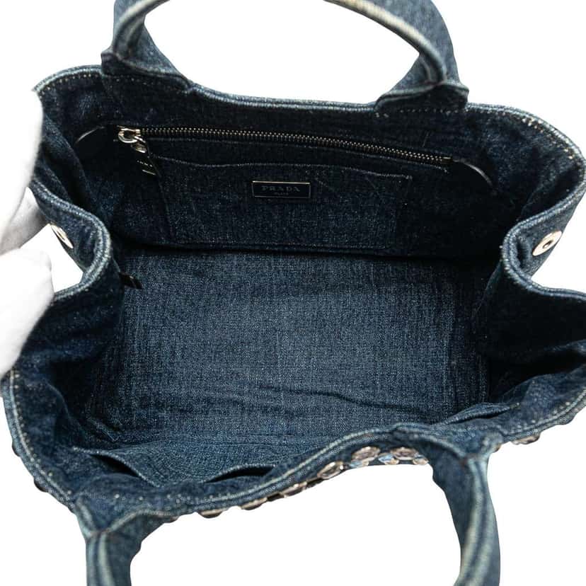 Prada Small Denim Canapa Bijoux Satchel Blue Denim Good condition - Model View