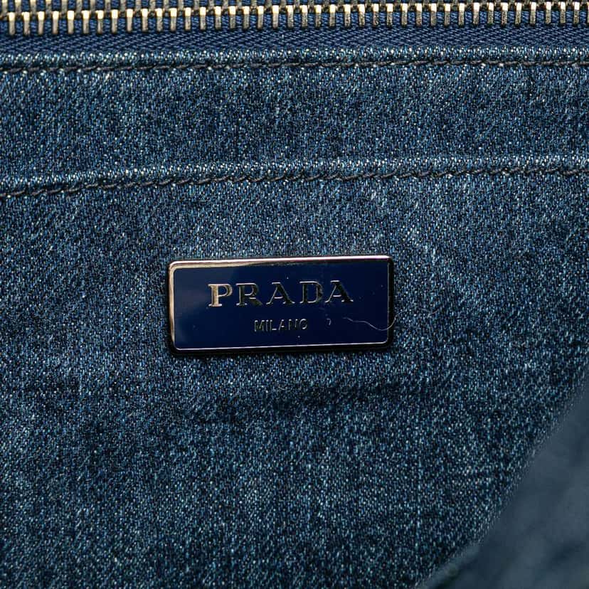 Prada Small Denim Canapa Bijoux Satchel Blue Denim Good condition - Box View