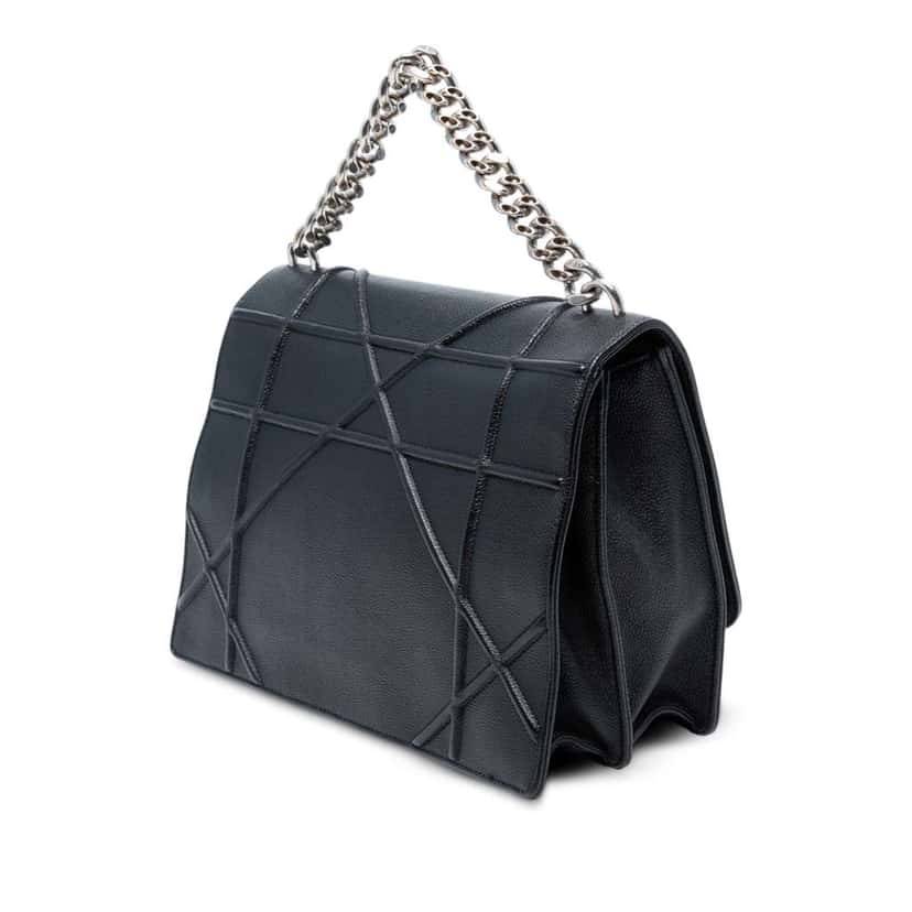 Dior Large Grained Calfskin Diorama Flap Black Leather Good condition - Back View