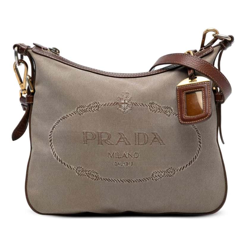 Prada Canvas Canapa Logo Crossbody Brown Canvas Good condition - Front View