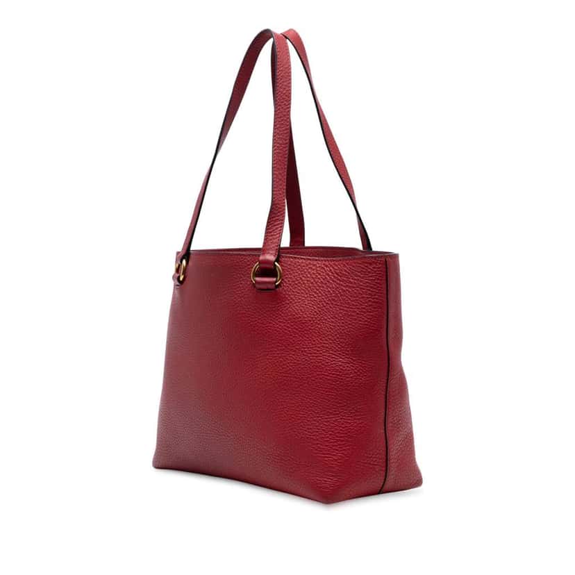 Prada Vitello Daino Canapa Logo Tote Red Leather Good condition - Back View
