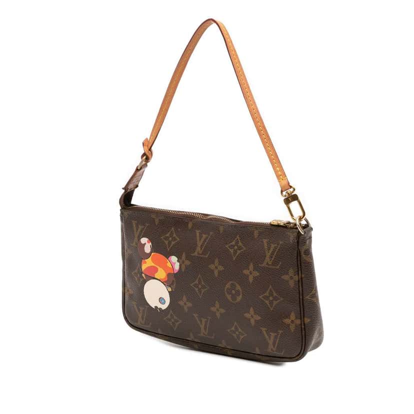 Louis Vuitton Takashi Murakami Monogram Panda Pochette Accessoires Brown Canvas Good condition - Back View