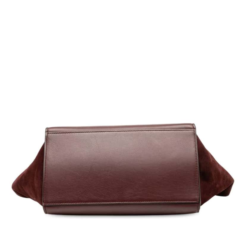 Celine Medium Bicolor Calfskin and Suede Trapeze Satchel Red Leather Good condition - Inside View